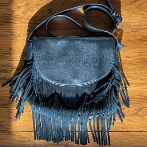 Sole Society Black Fringe Crossbody Bag